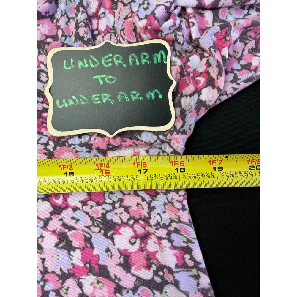 Midnight Carole Hochman Nightgown Medium Pink Floral Long Sleeve VNeck Sleepwear
